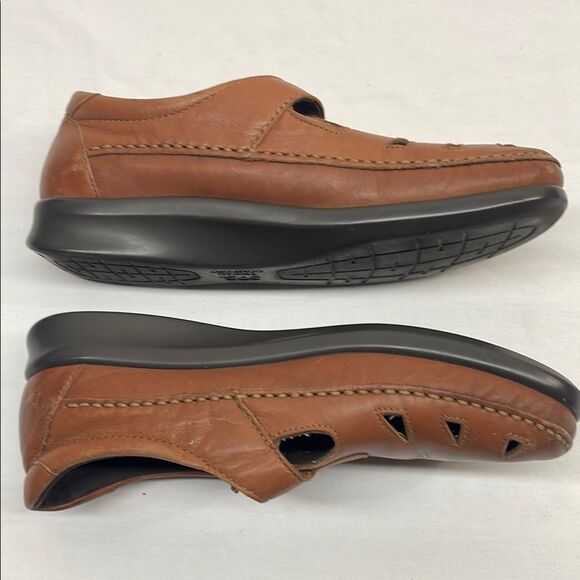 SAS Mary Janes Brown EZ Strap Leather Walking Shoes - Picture 3 of 8
